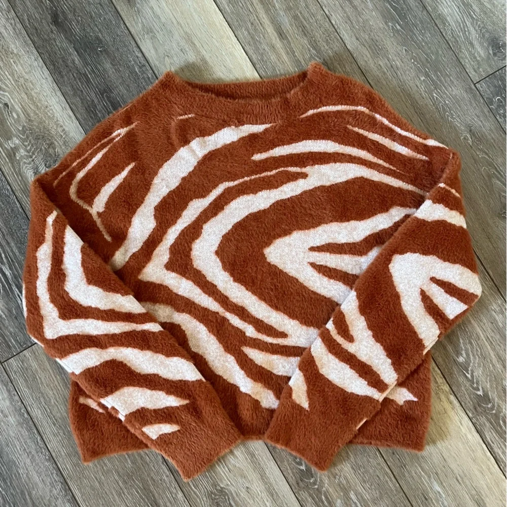 Baevely Zebra Print Crewneck Sweater - Picture 1 of 7